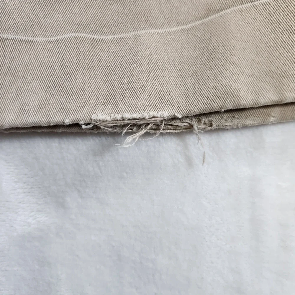 L.L. Bean Chino Pants Mens 34x30 Made in USA 100% Cotton Khaki Beige‎ Flat Front